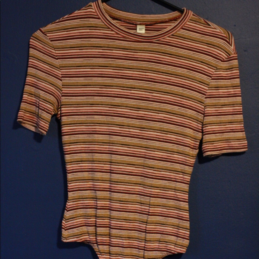 Mock neck 70’s color thong bodysuit